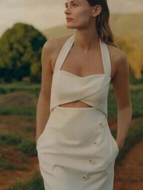 Anthropologie Mare Mare Button Cut Out Halter Dress NWT Size Medium